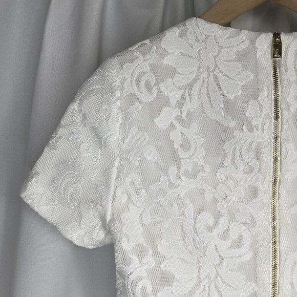 NWT Ted Baker Maire White Lace Mesh Crop Top Size 0 6 Short Sleeve Zip Back - Picture 12 of 15
